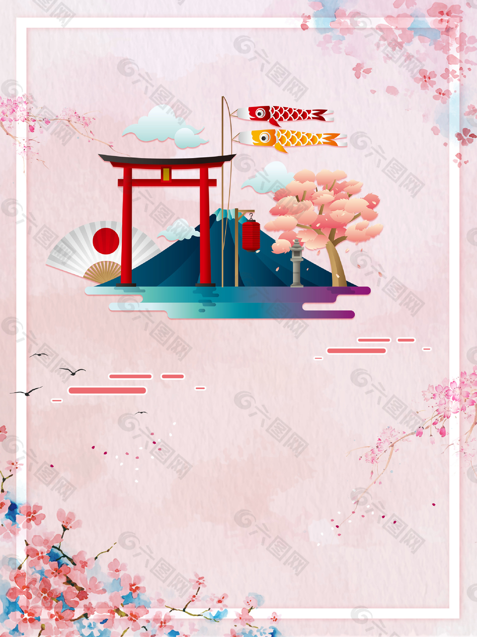 粉色浪漫花朵鲜花旅行旅游日本背景素材