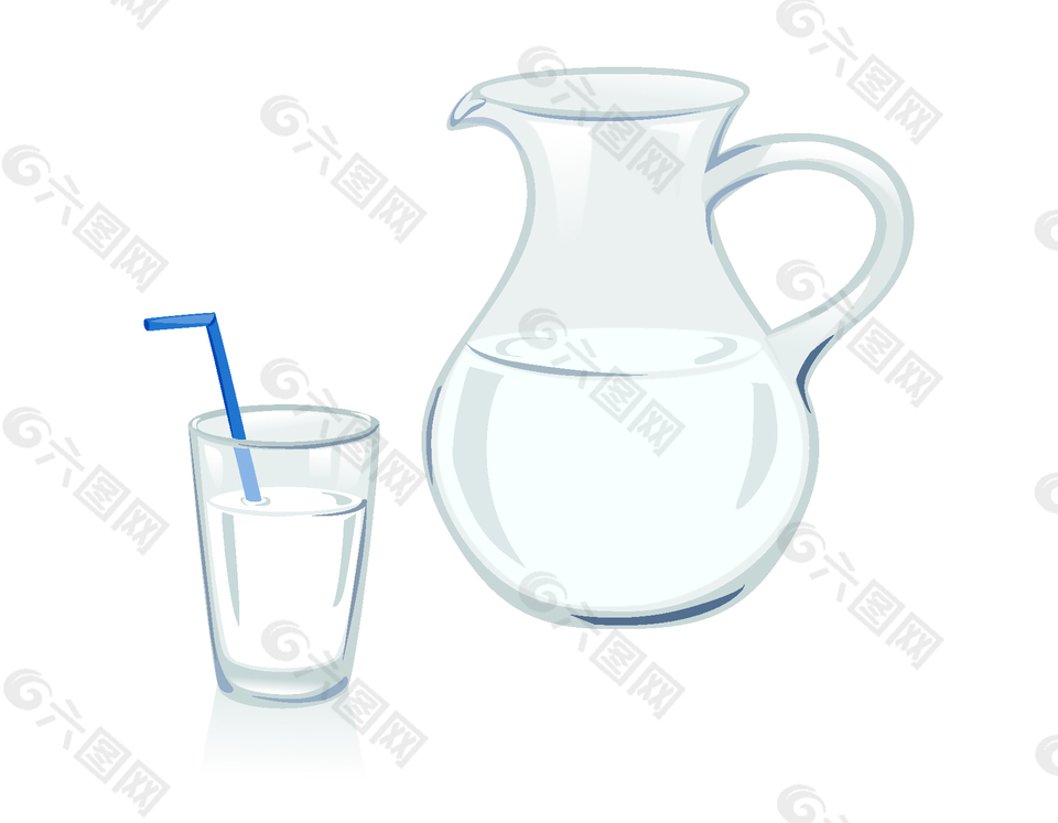 矢量玻璃茶具与水杯