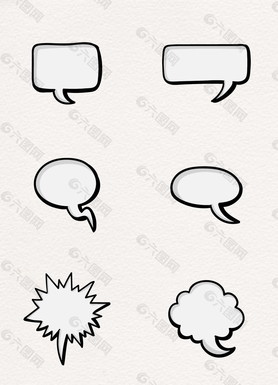 黑白卡通简约空白对话框矢量设计