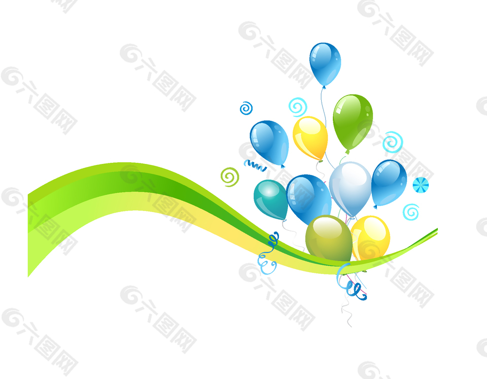 矢量手绘彩色气球装饰