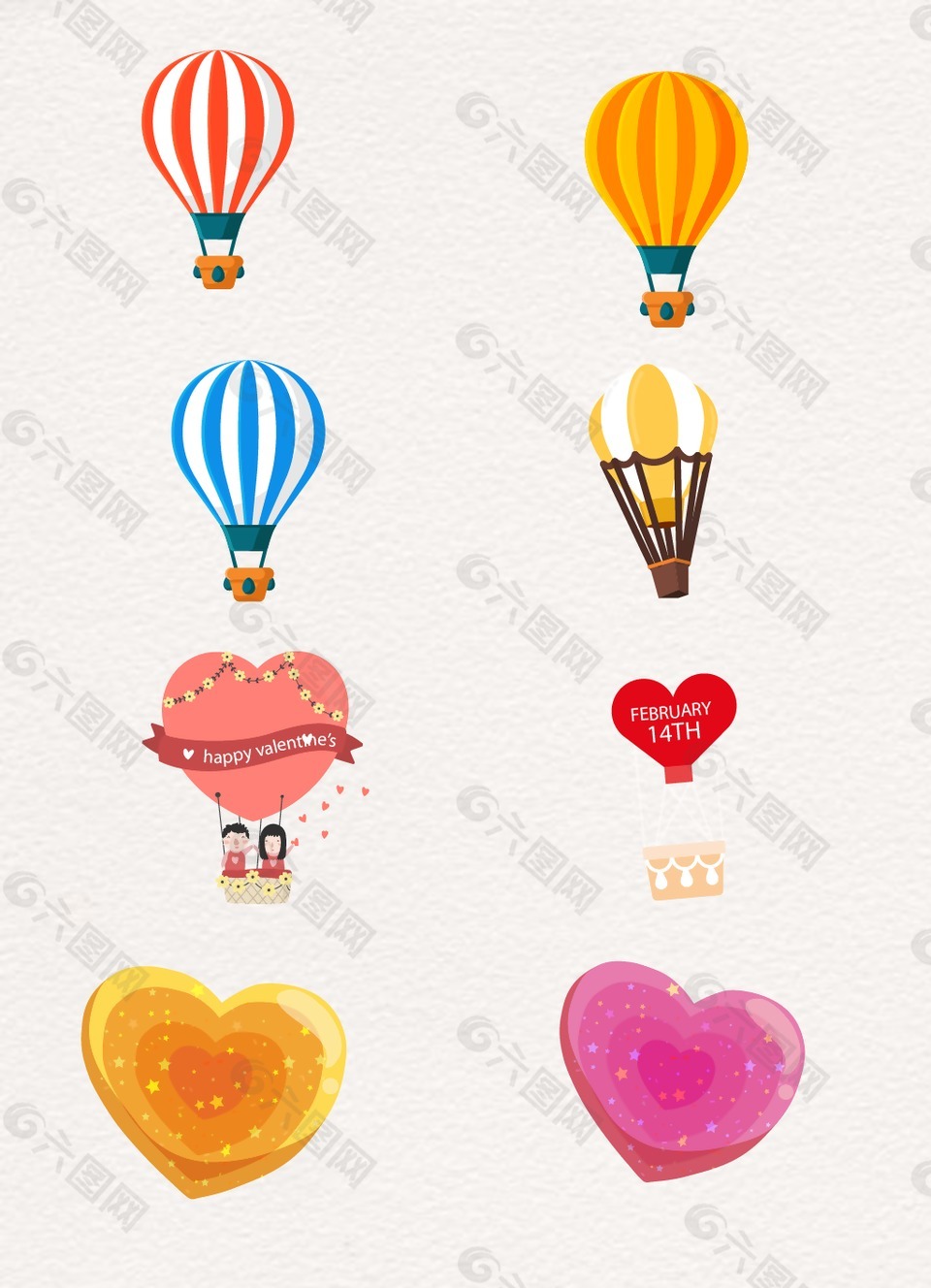爱心卡通图案热气球设计