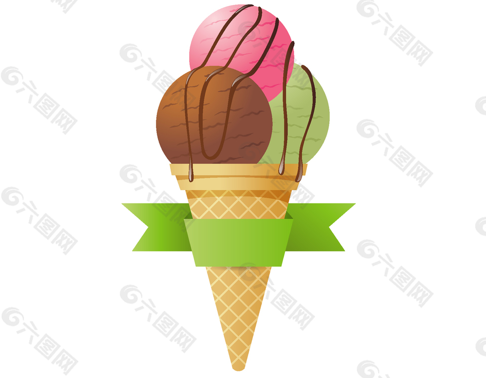 卡通彩色蛋筒冰淇淋元素