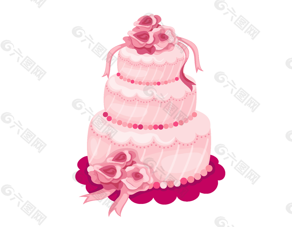 高贵粉色庆祝蛋糕矢量图
