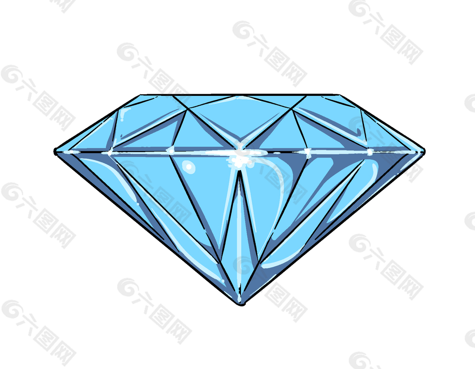 矢量手绘蓝色浪漫钻石