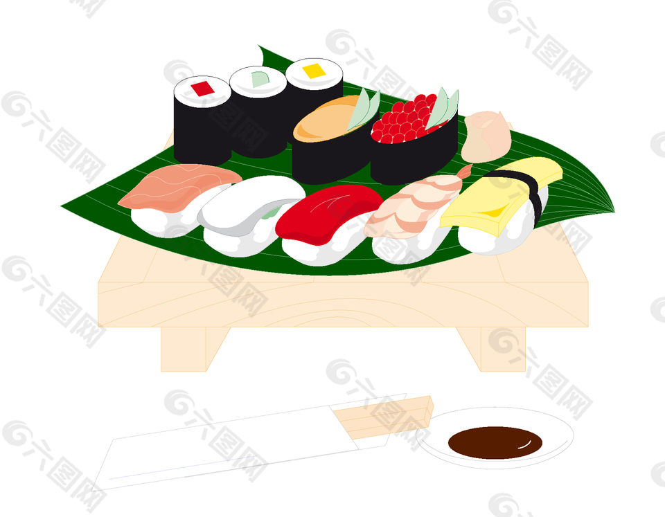 美味多口味寿司矢量图