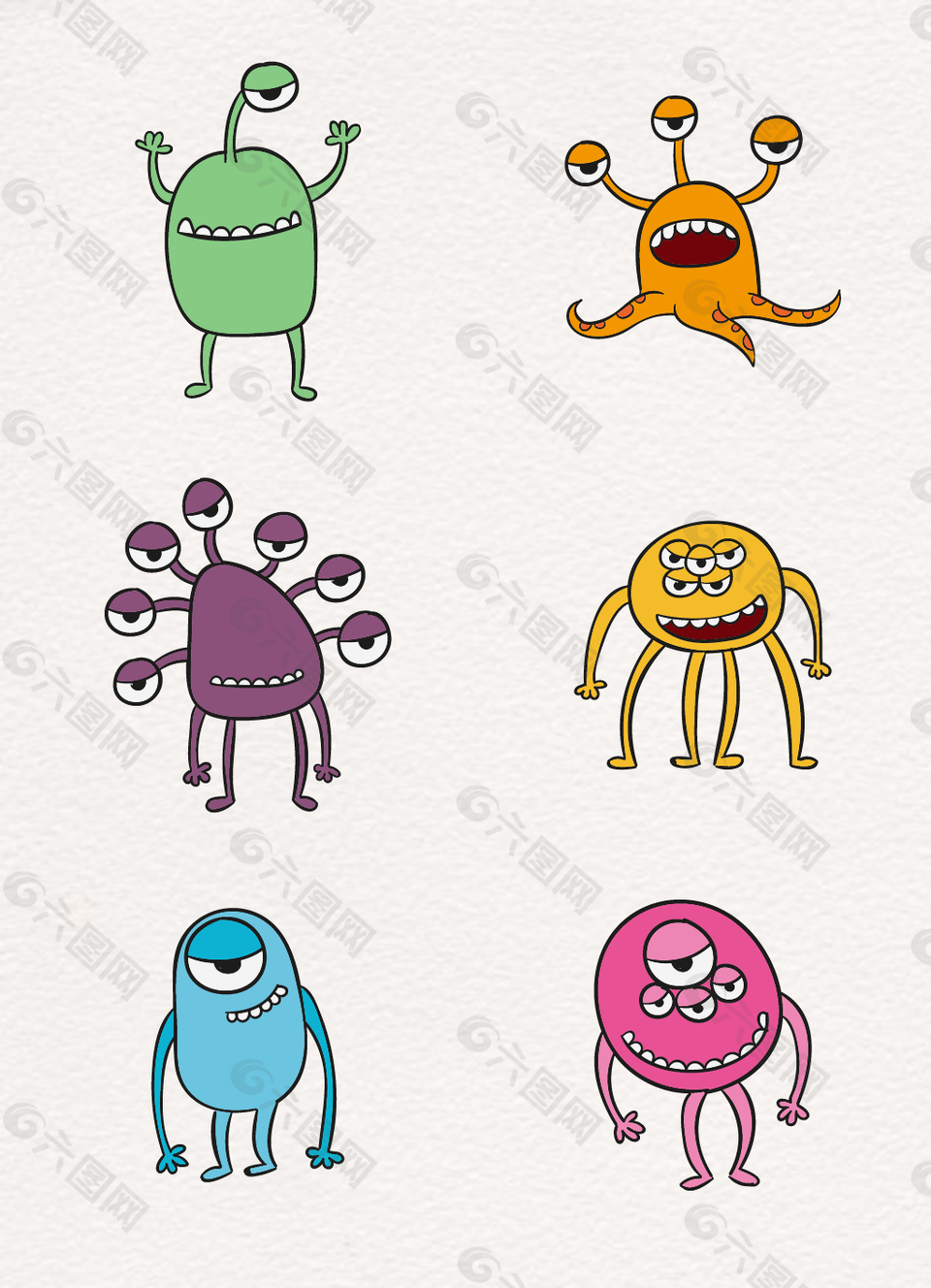 奇形怪状的生物设计卡通小怪物