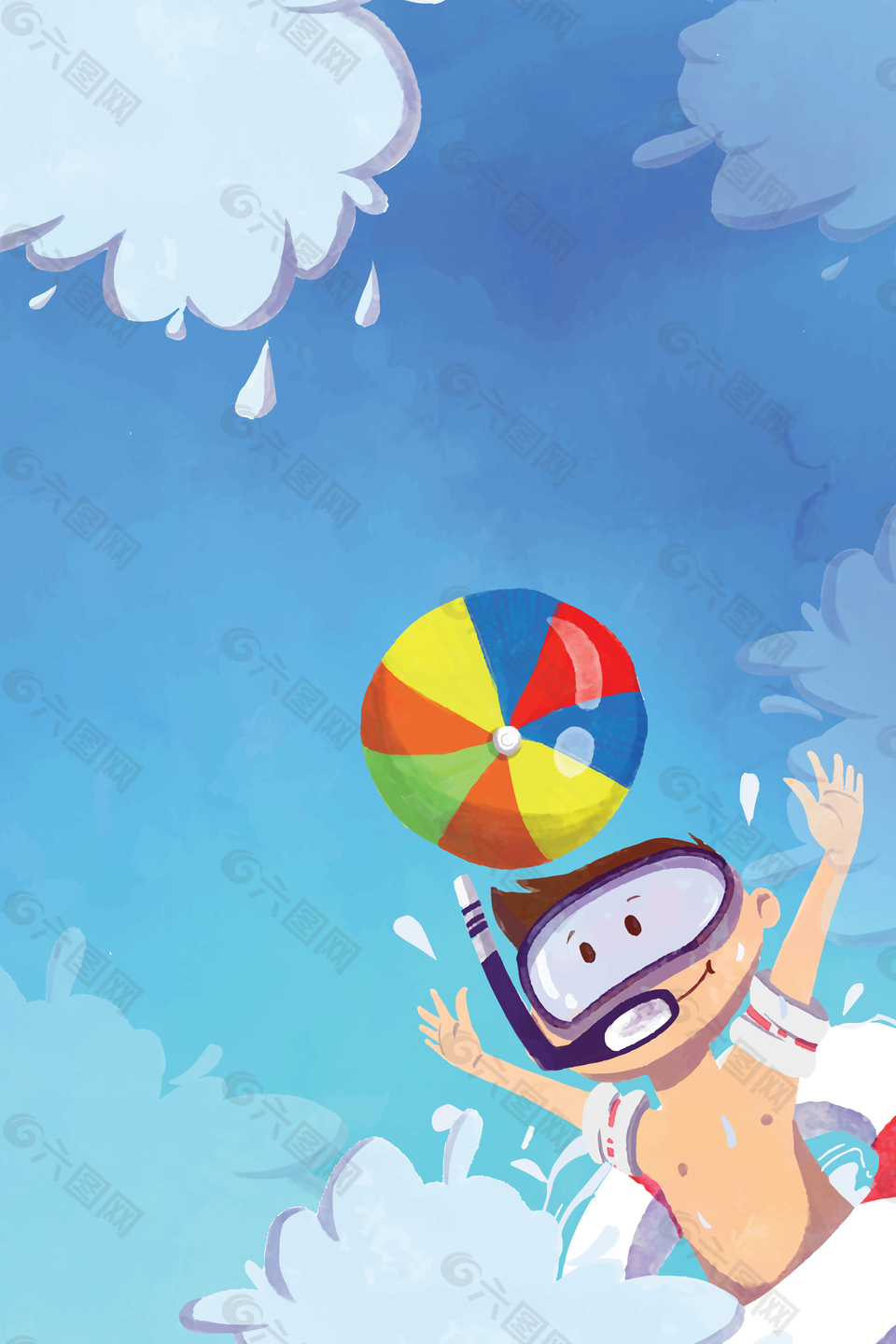 简约卡通运动游泳背景