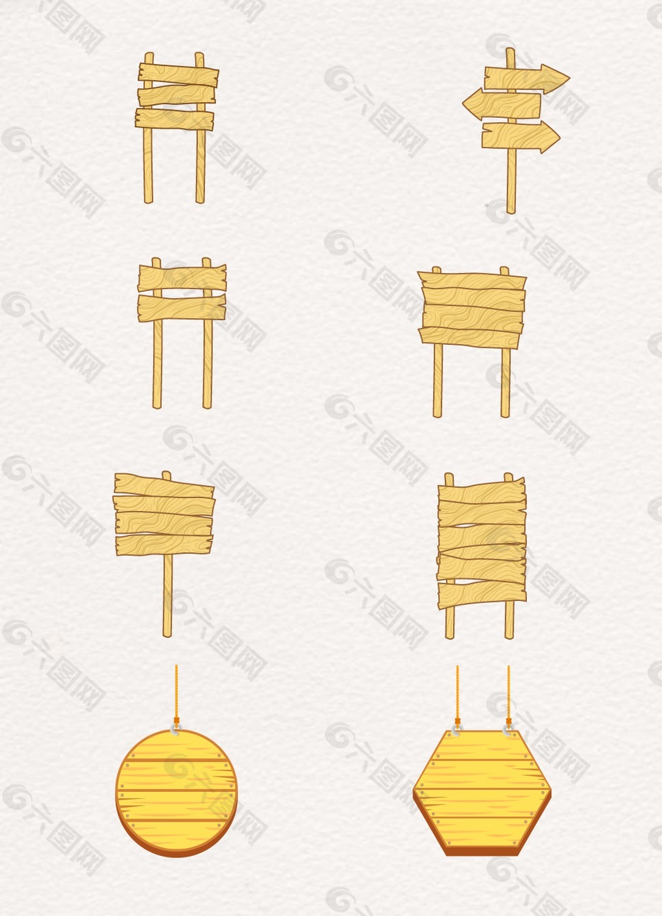 木质卡通纹理指示牌设计
