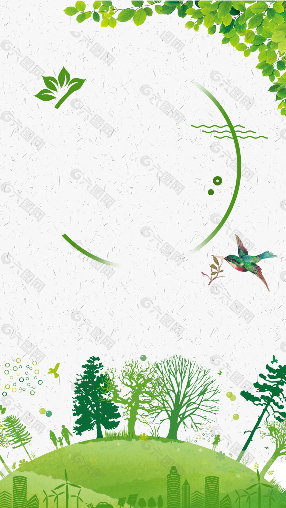 清新简约树叶小鸟背景素材