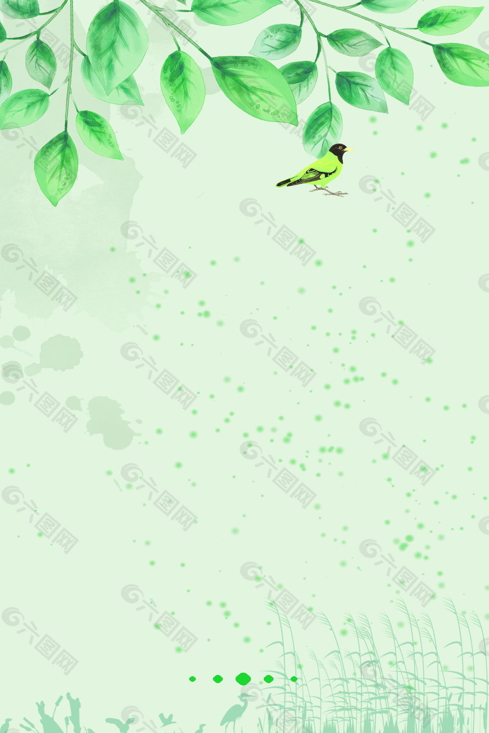 青叶喜鹊绿色背景素材背景素材免费下载 图片编号 六图网