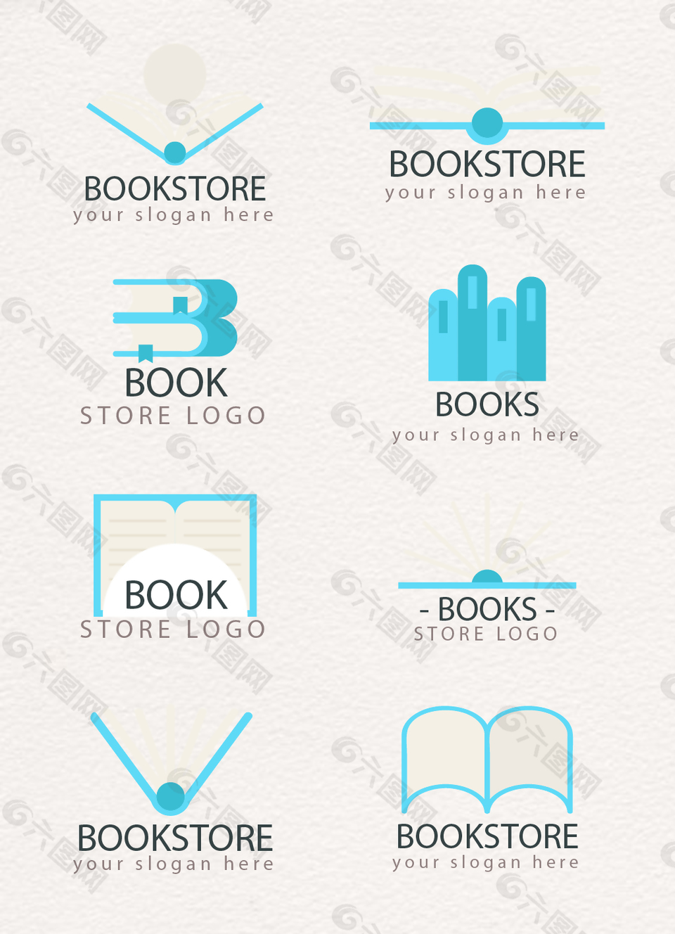 蓝色简约故事书书籍logo设计元素