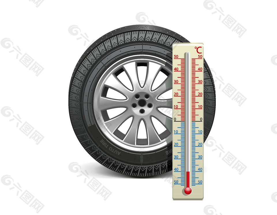 轮胎与温度表矢量素材