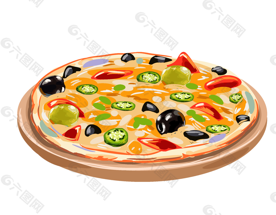 卡通水果披萨矢量图