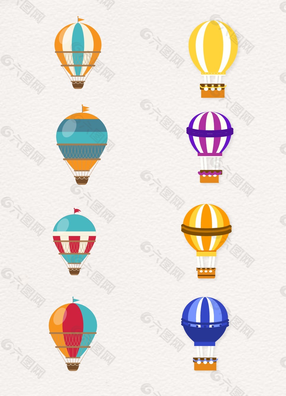 复古配色设计热气球
