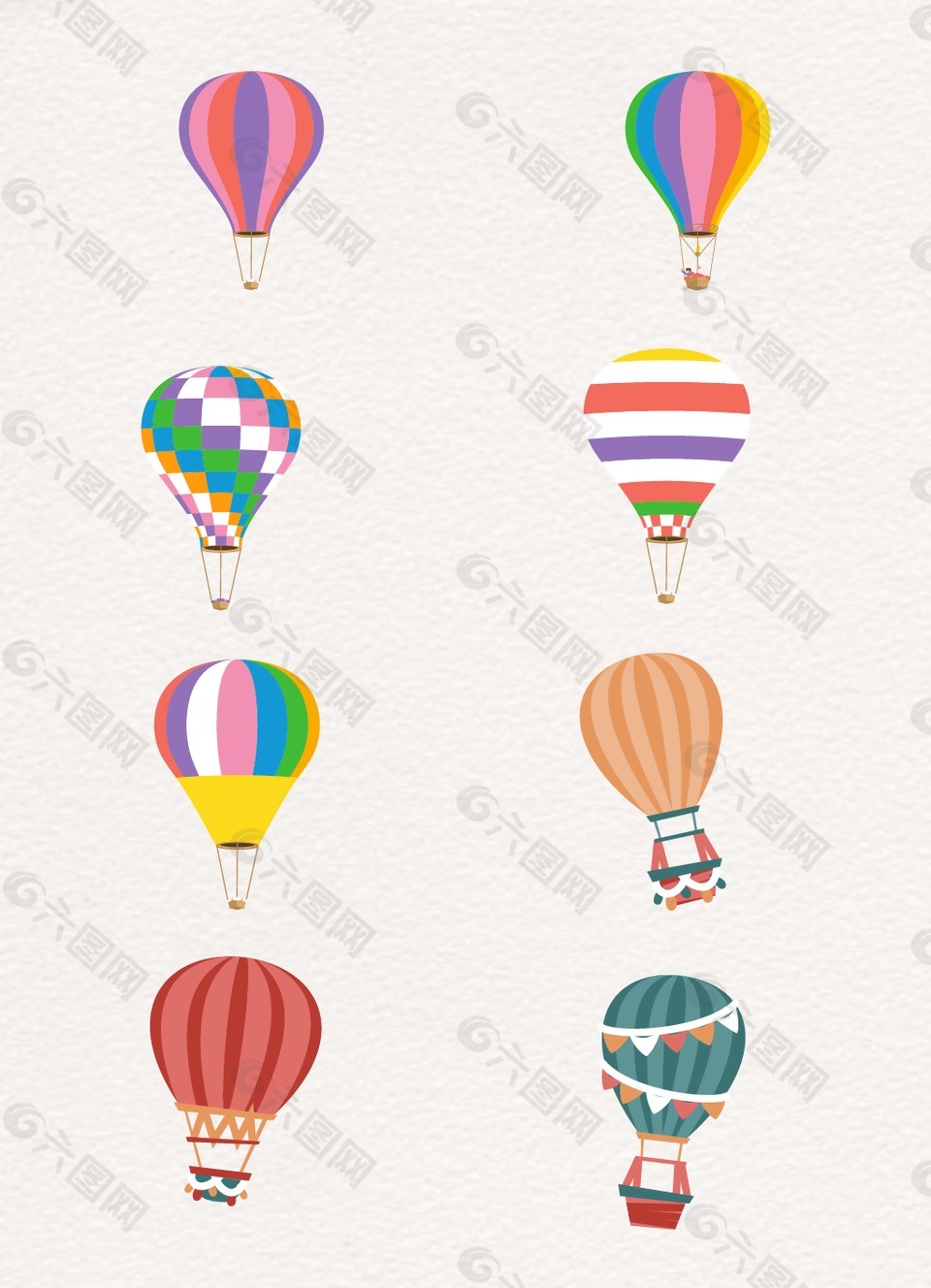 彩色卡通设计热气球