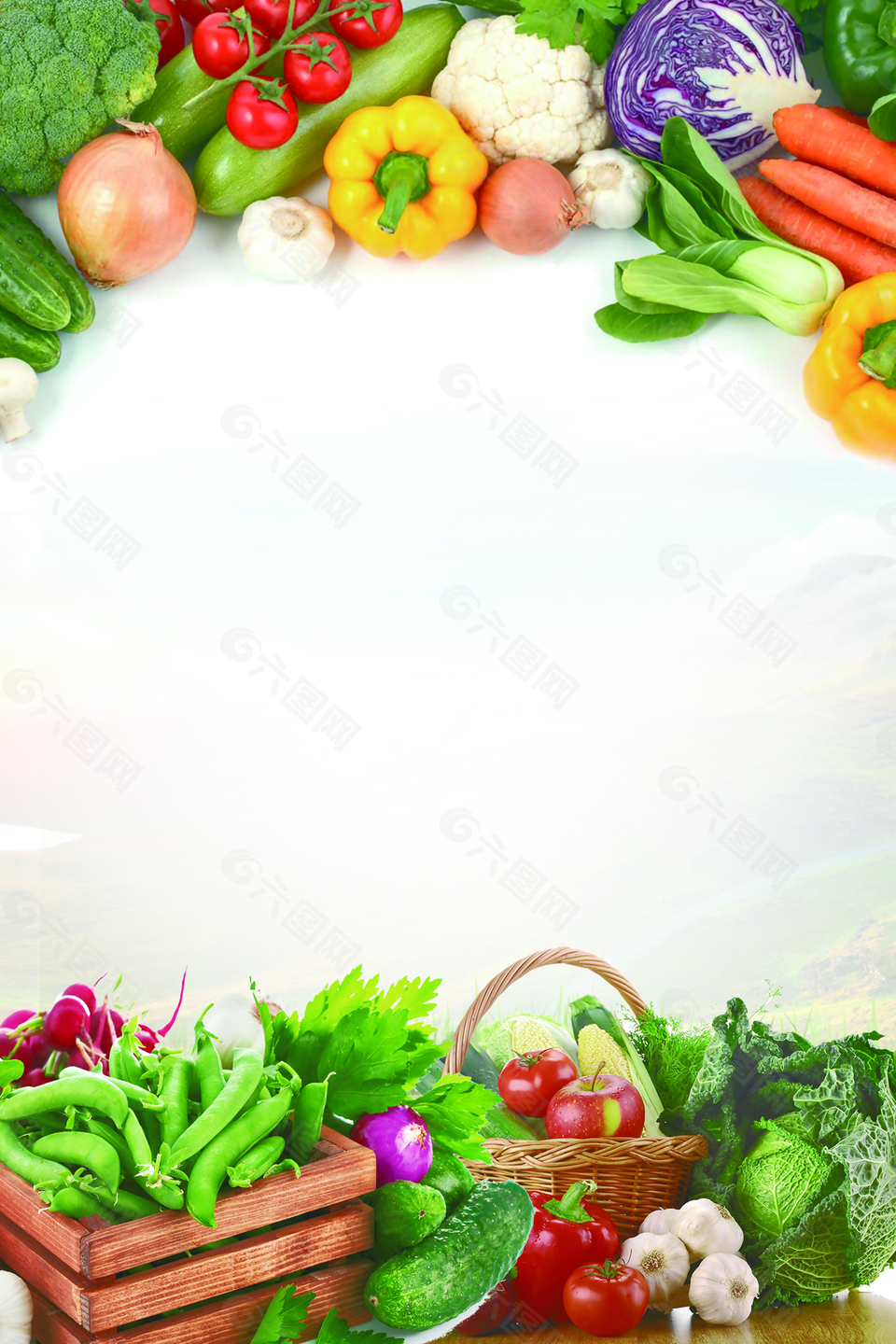 清新水果蔬菜食材背景