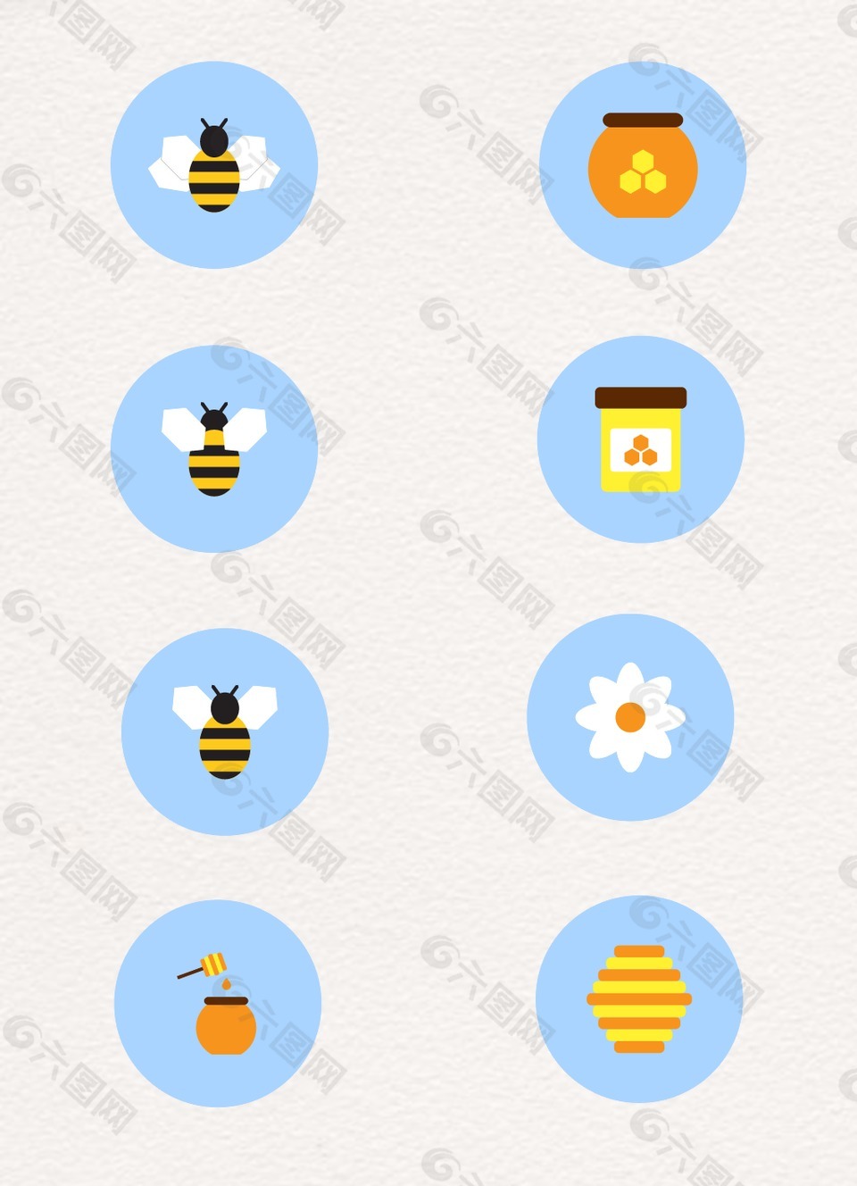 圆形卡通设计蜜蜂图标