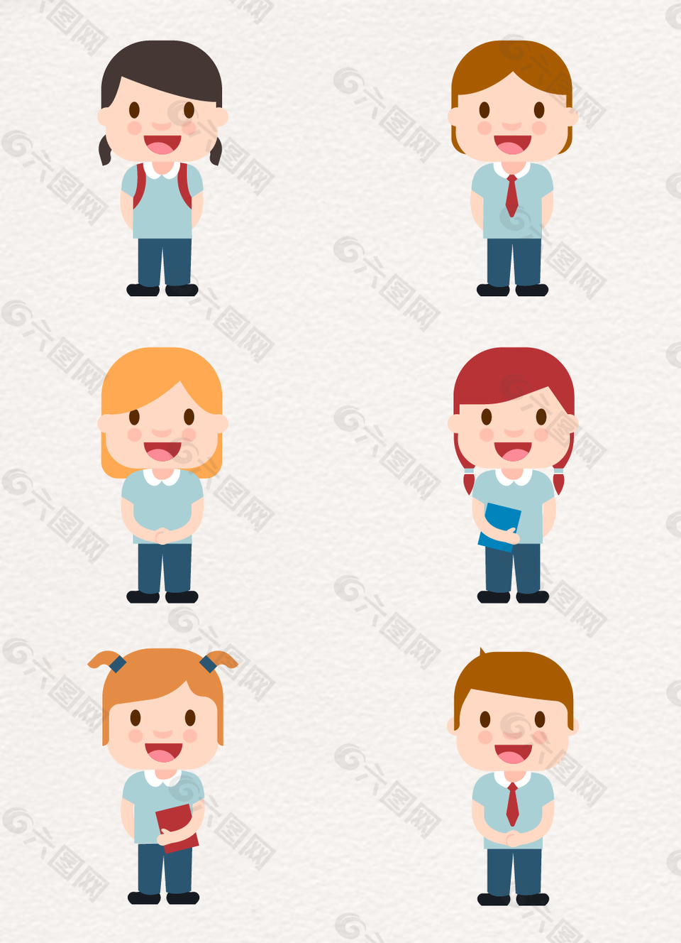 呆萌国字脸方脸卡通开学季小学生元素