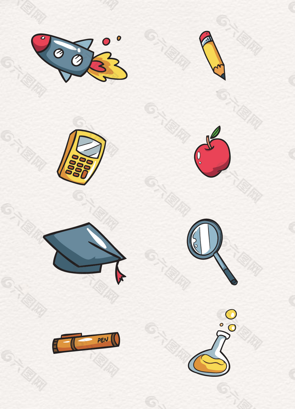 彩色矢量可爱文具设计