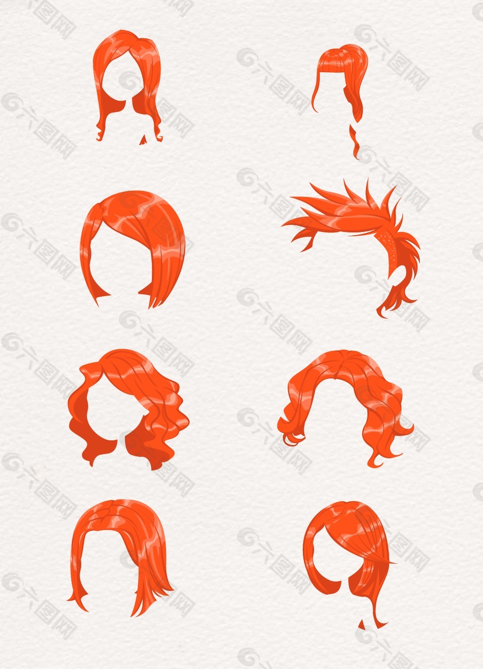 橘黄色人物头发设计
