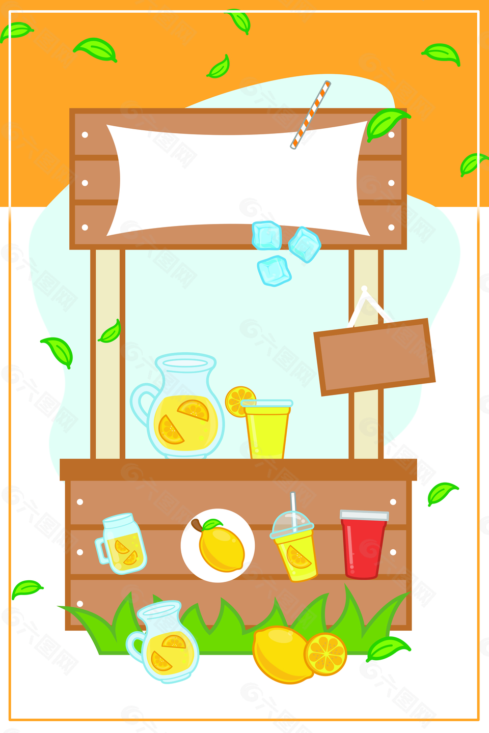 榨果汁夏季饮品海报背景