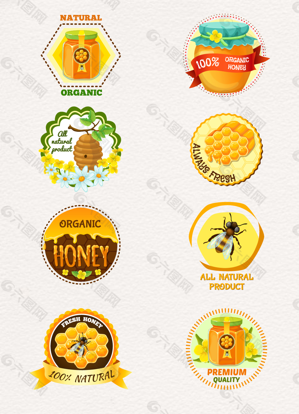 营养蜂蜜标签矢量图片