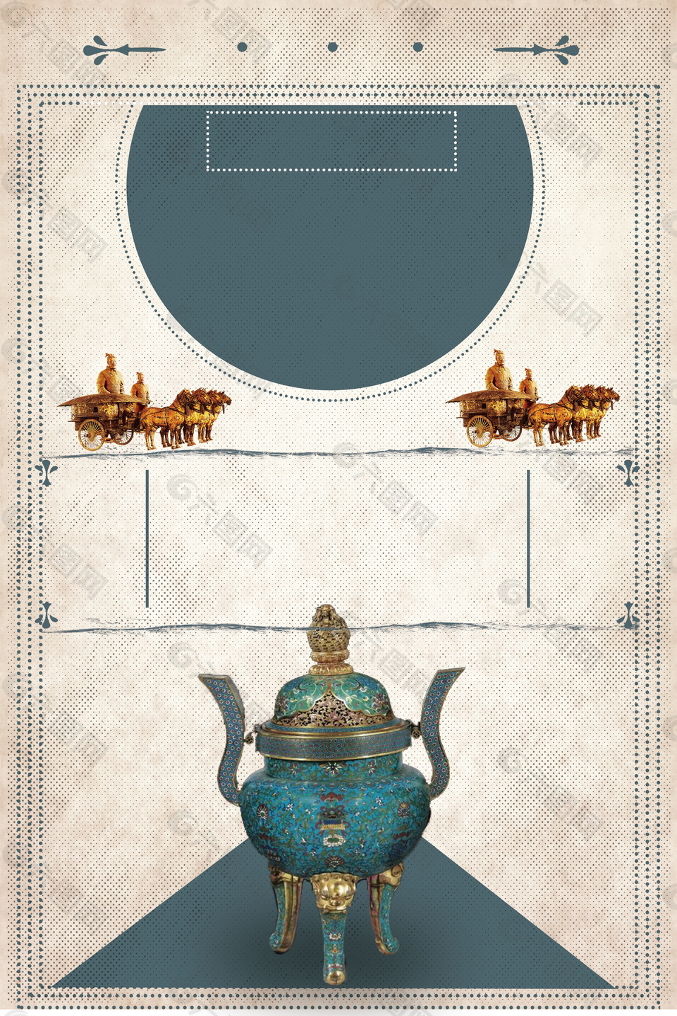 艳丽蓝色花纹花瓶广告背景