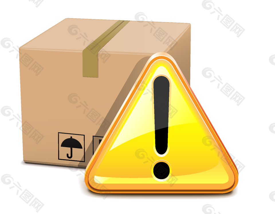 黄色叹号纸箱包裹元素