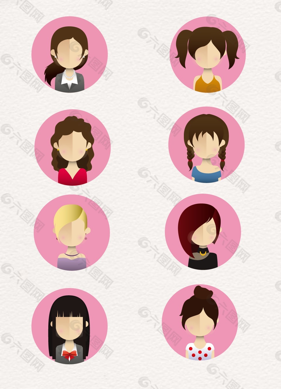 粉色女性人物头像设计