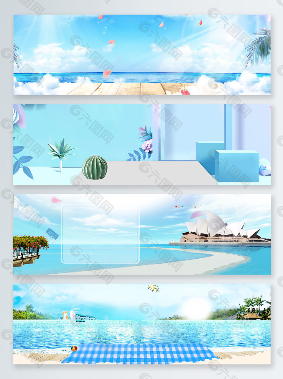 夏季海边度假banner背景