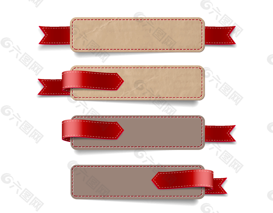 红色飘带方框标题框矢量素材