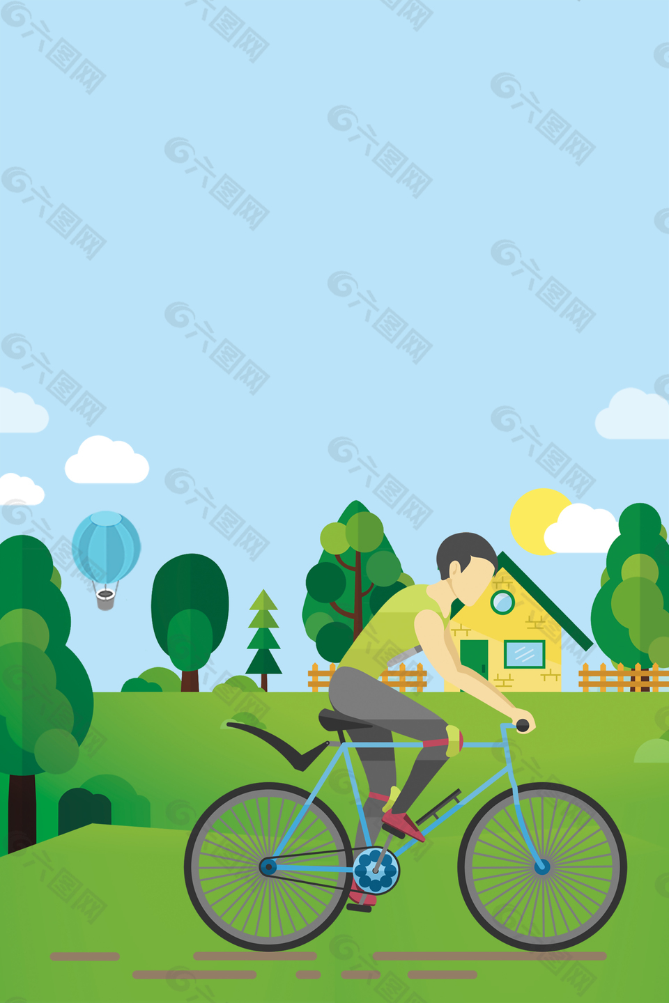自行车低碳新生活背景