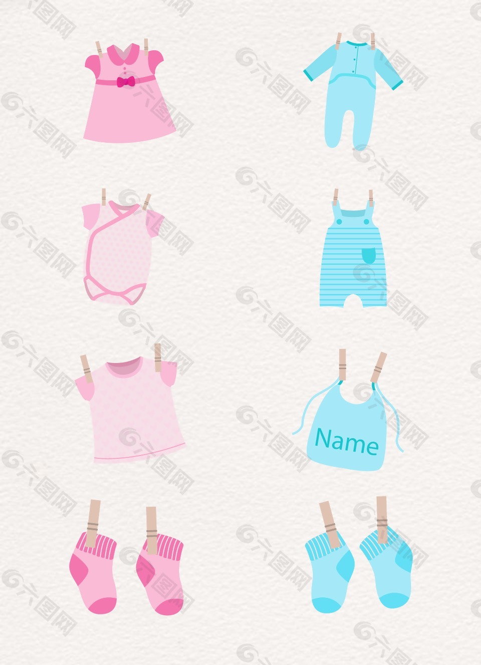 粉色蓝色儿童服装