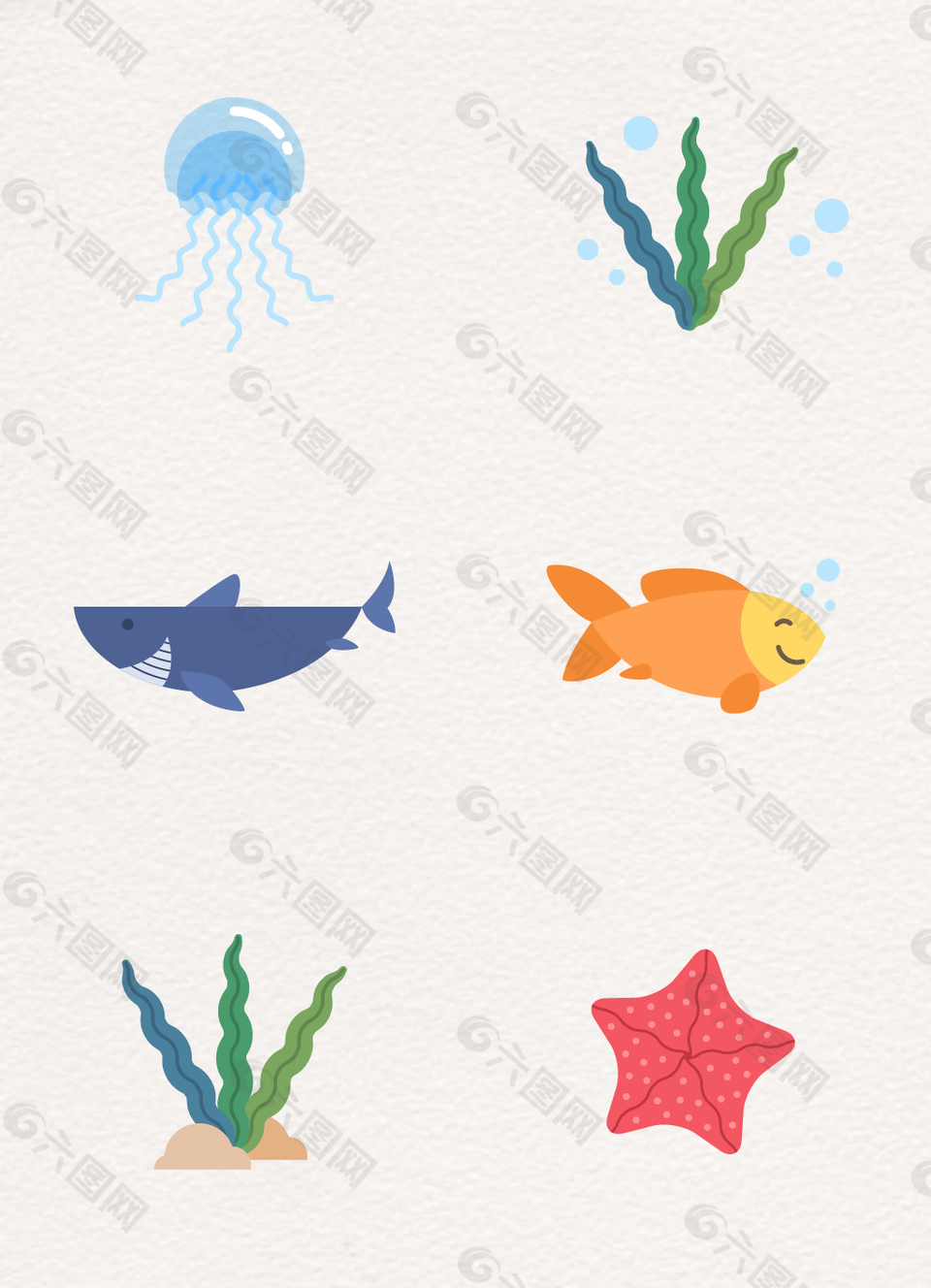 小清新卡通海洋世界海洋生物设计