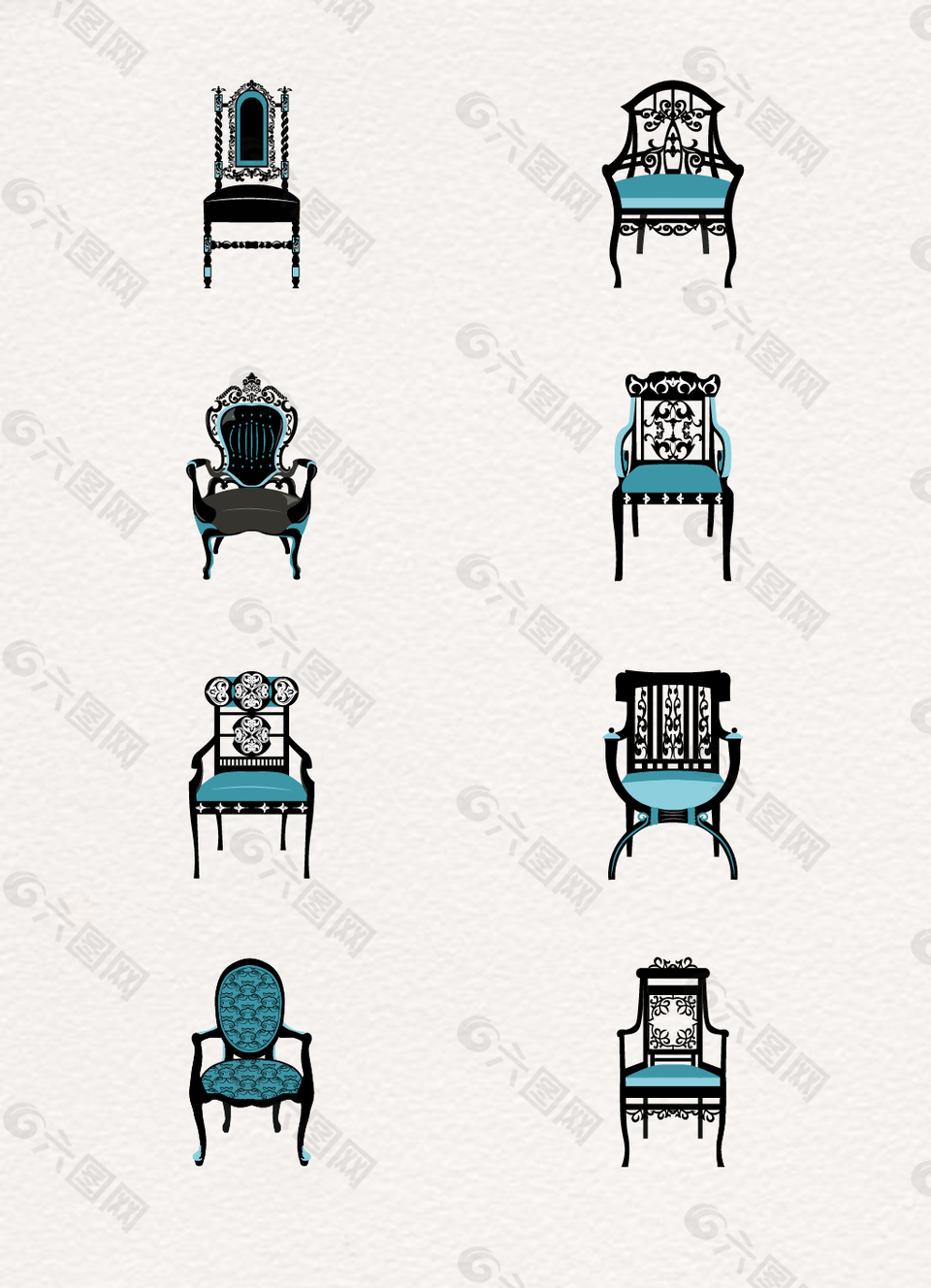 卡通欧式座椅矢量设计