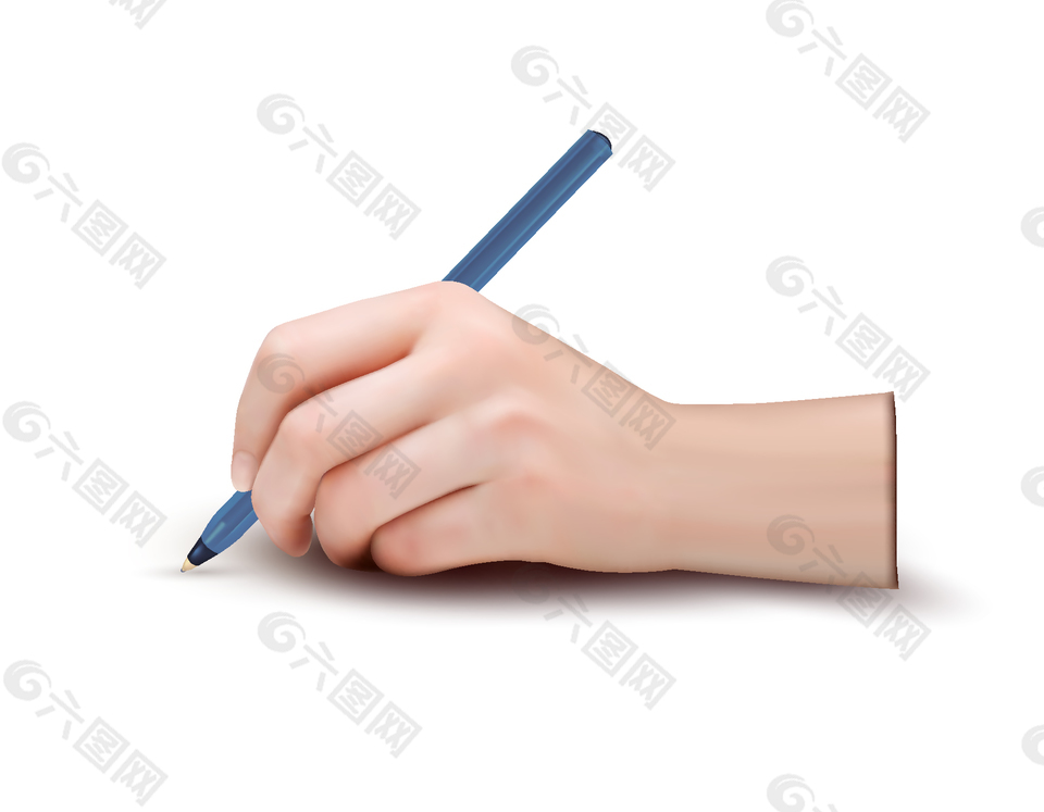 左手握笔写字矢量图