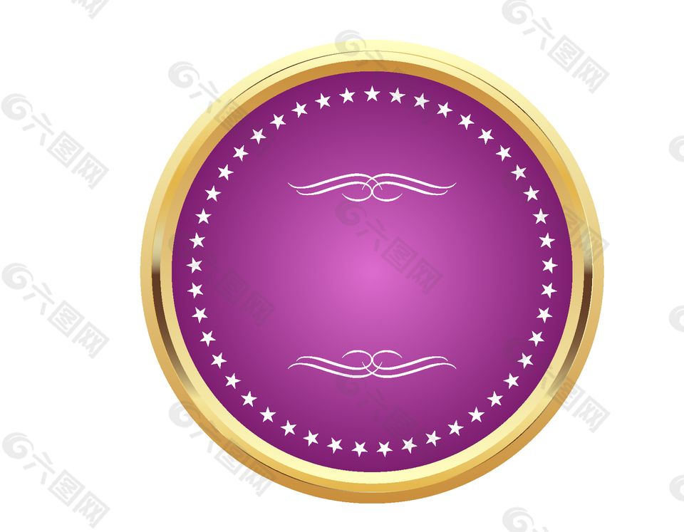 紫色圆形金属装饰矢量图