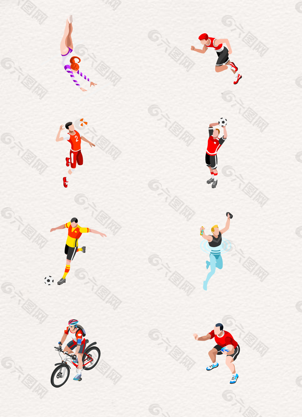 8款手绘参加比赛体育比赛的人物设计