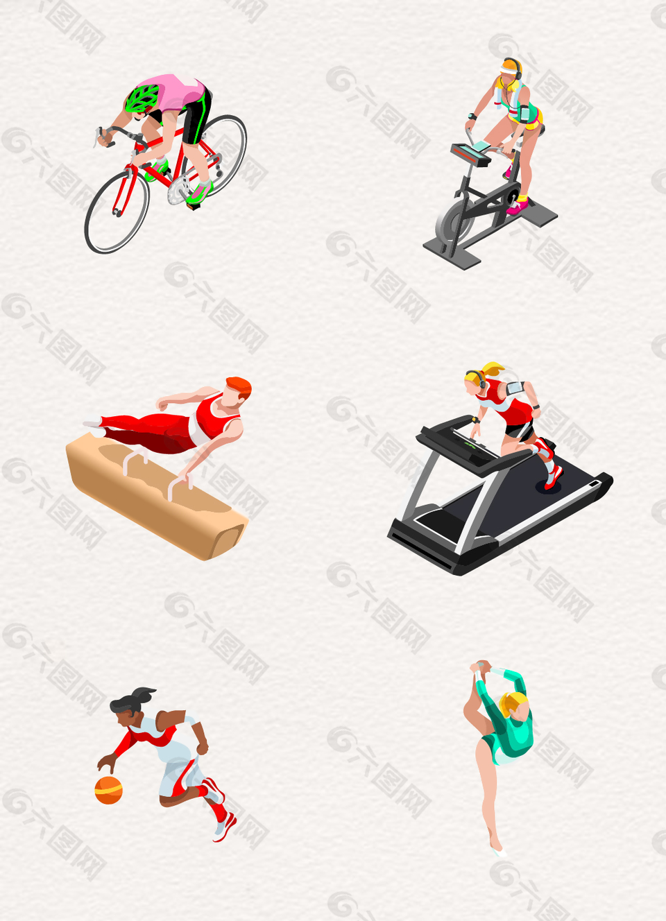 运动锻炼的人物卡通素材