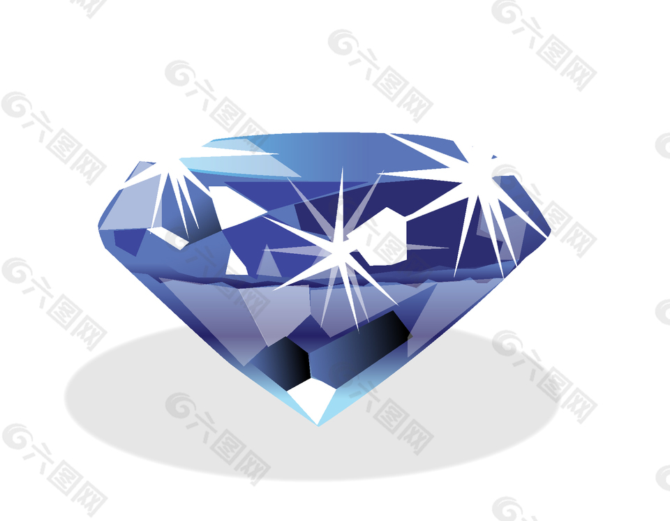 浪漫蓝色水晶钻石矢量图