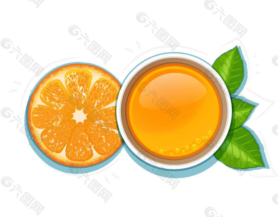 橙子与橙汁矢量素材