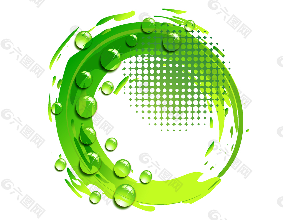 清新绿色圆形气泡装饰图