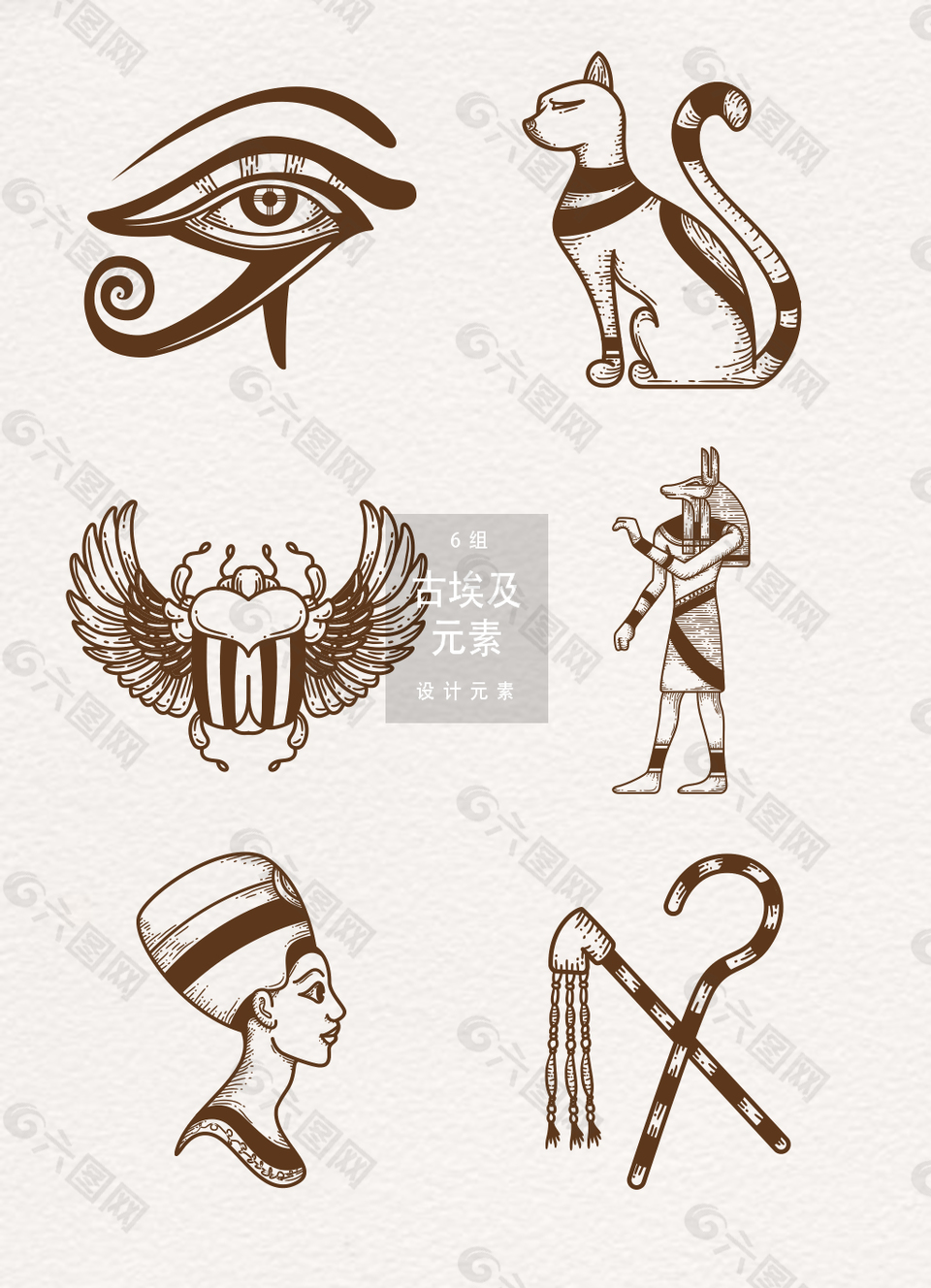 手绘古埃及矢量素材