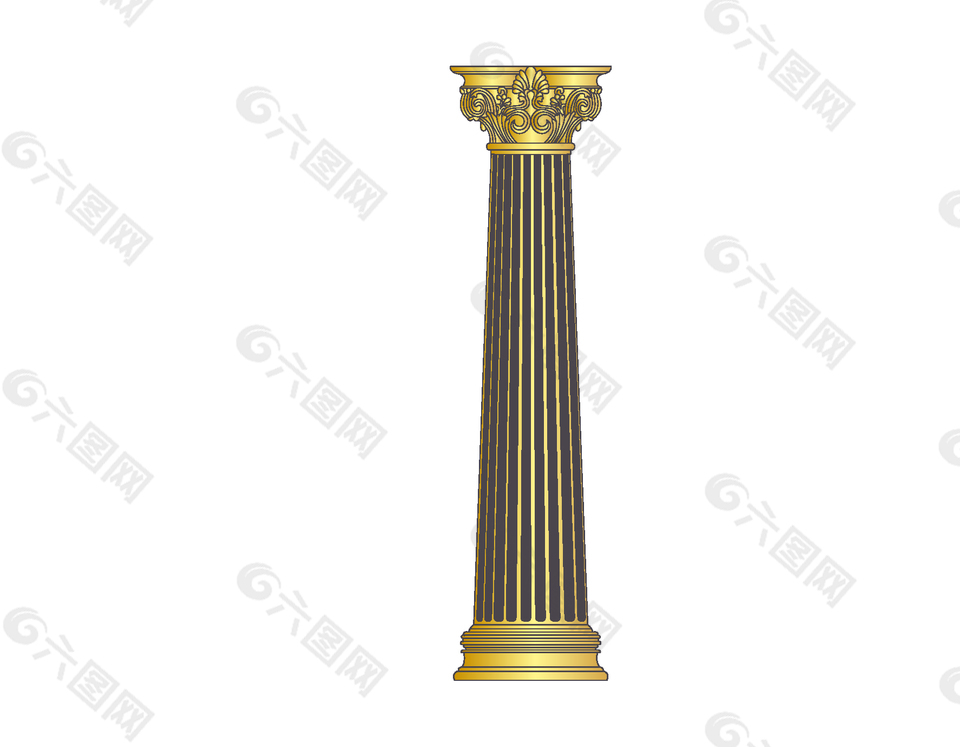 复古金色罗马柱子矢量素材