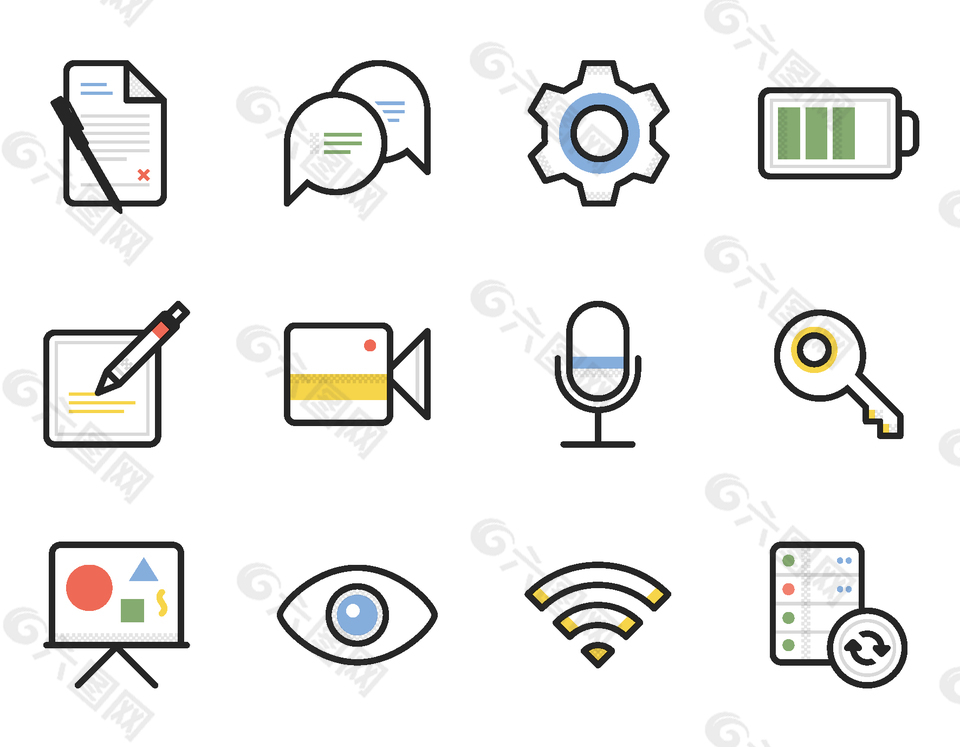 简约信号电脑办公图标元素
