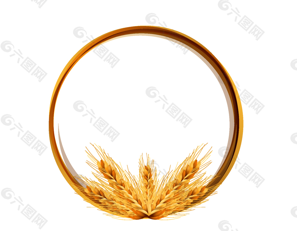 金色小麦圆形装饰矢量图