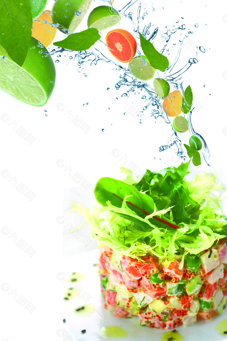 清新水果沙拉海报背景