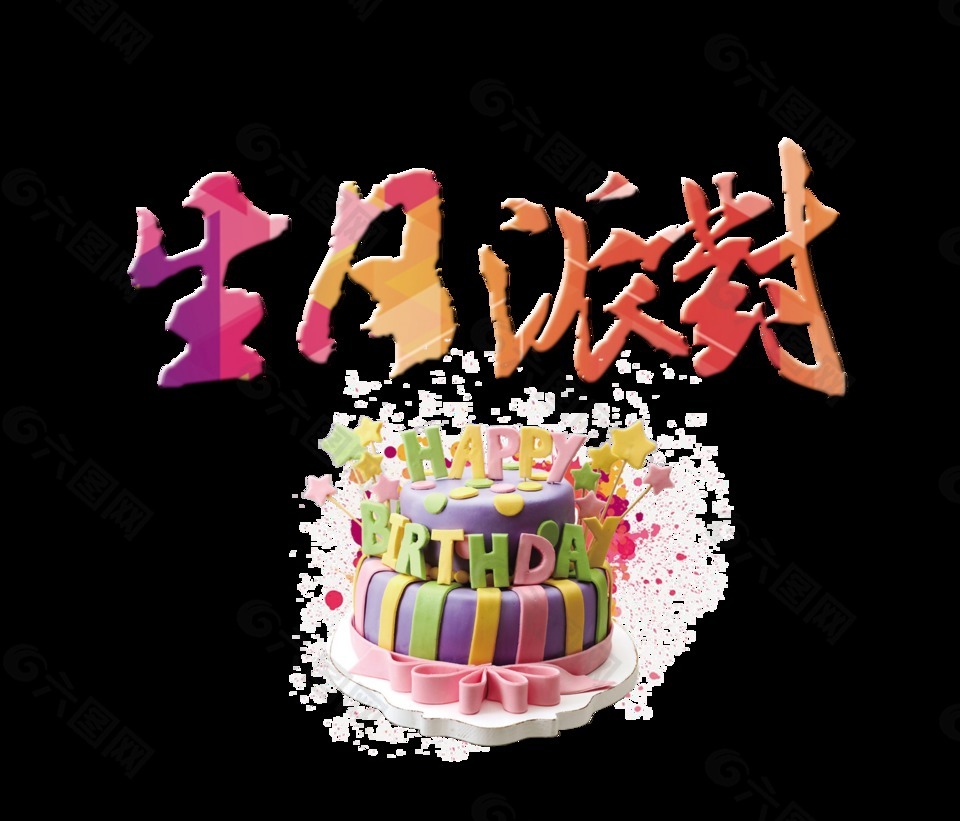 生日派对卡通蛋糕艺术字字体设计