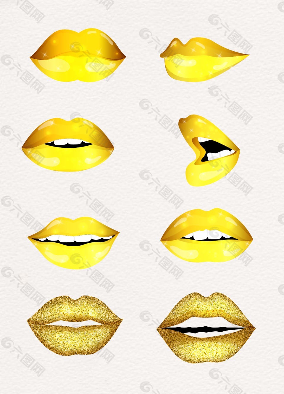 金黄色卡通嘴唇设计