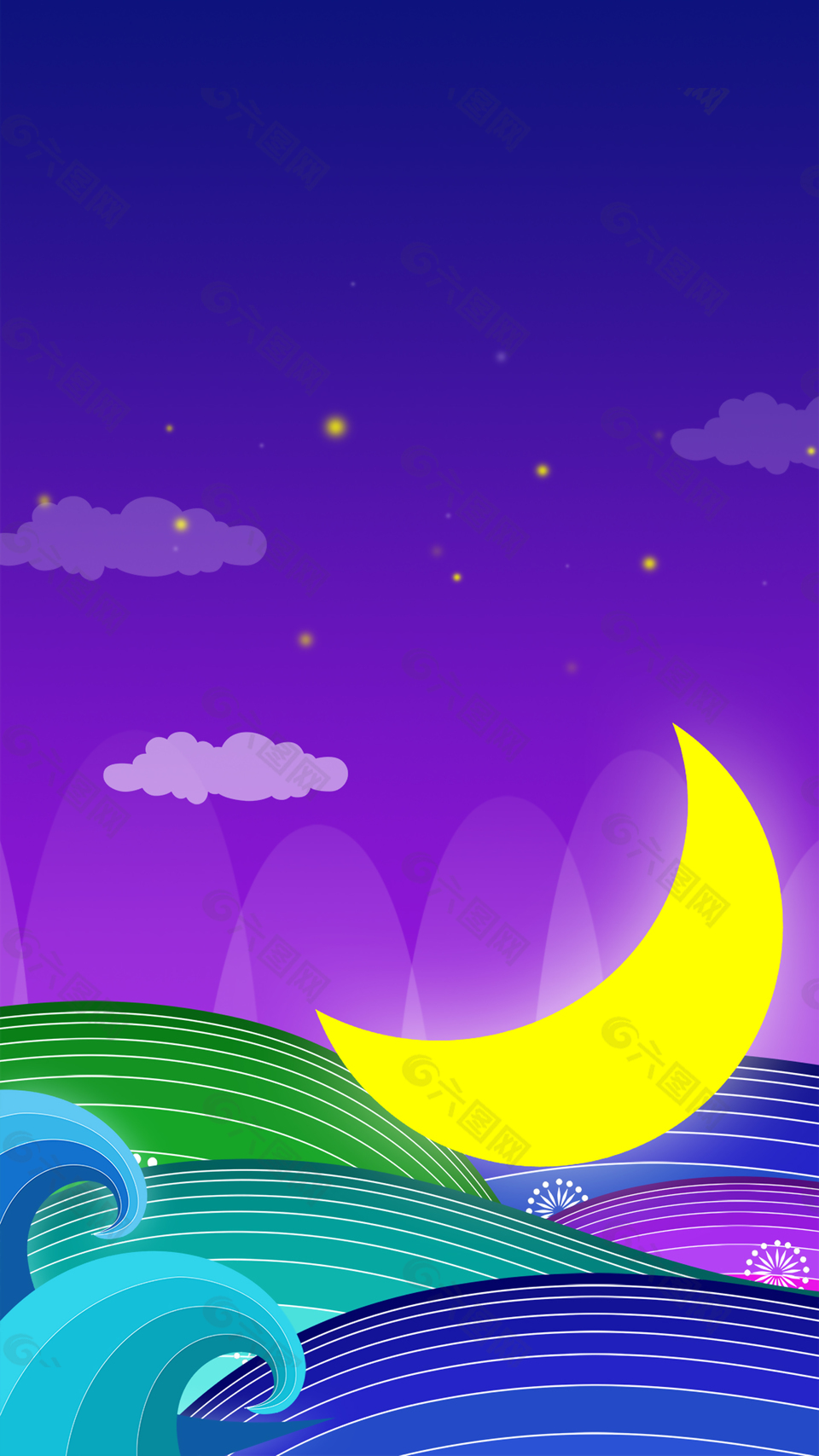 夜晚月色紫色七夕背景背景素材免费下载 图片编号 六图网